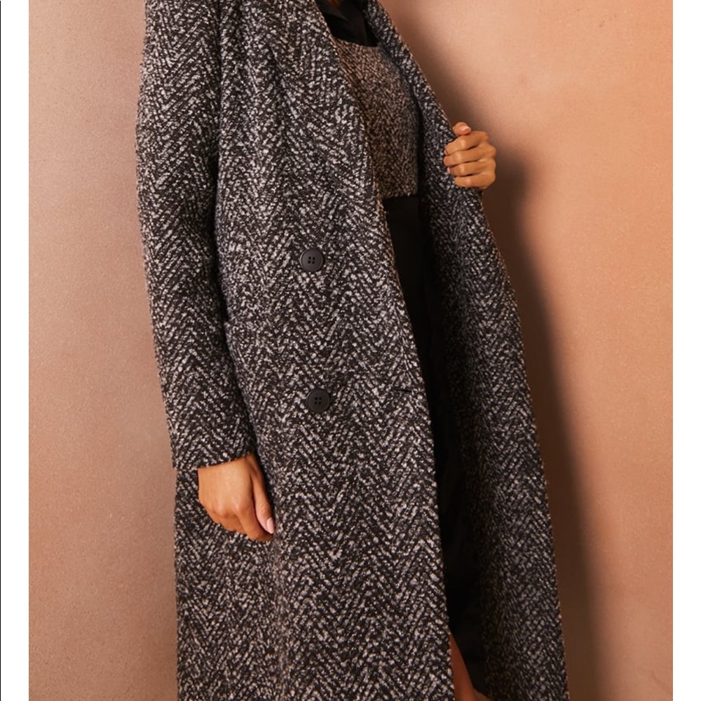 LORNA LUXE BLACK JACQUARD LONG COAT